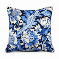 Bold blue and white scatter cushion with intricate William Morris-style floral pattern